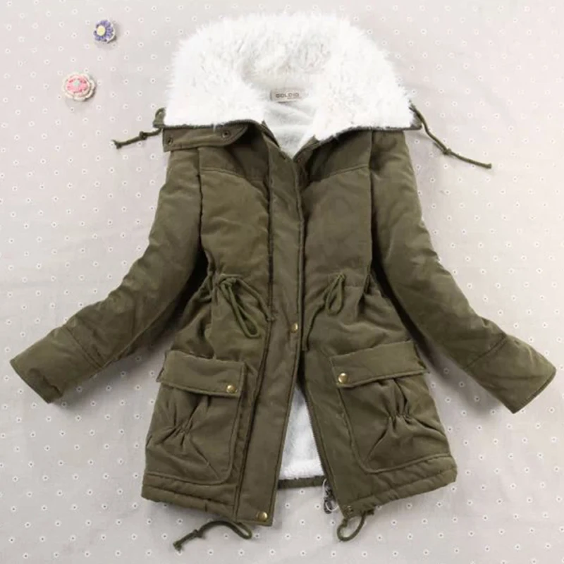 

Candy Color Plus Size Wool Blends Down Coat Women Autumn Winter Warm Long Sleeve Single Breasted Coat Casual Cotton Parka Coats