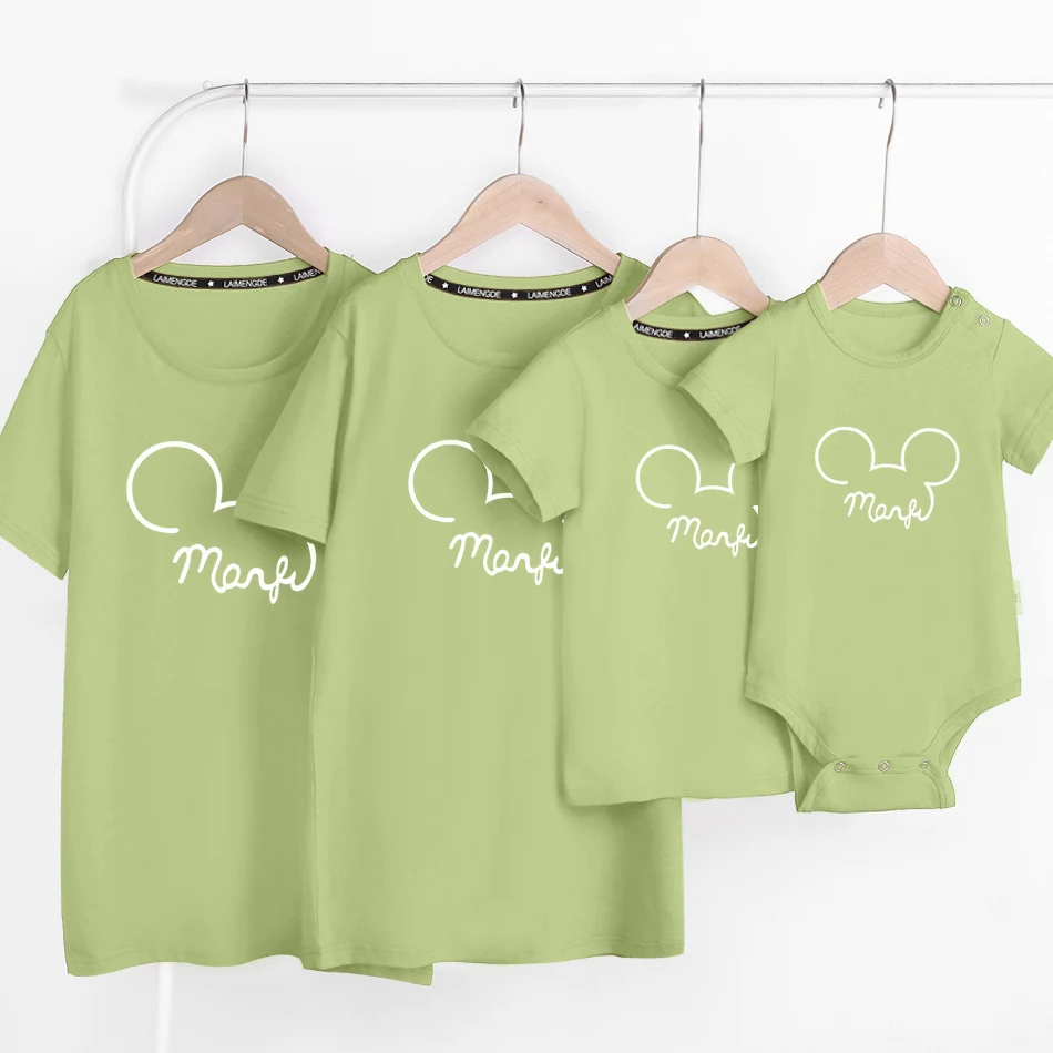 Mommy and Daughter Matching Clothes Mickey Print T-shirt Baby Romper Family Outfits | Мать и ребенок
