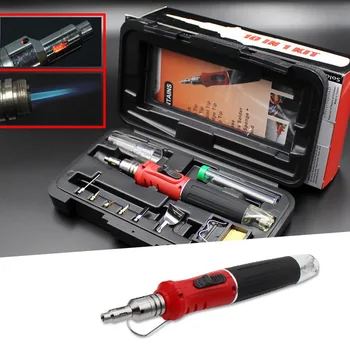 

10 in 1 Soldering Iron Set Soldering Iron Professional Butane Gas Iron Welding Torch Kit Tool Butane Soldering Iron Torch