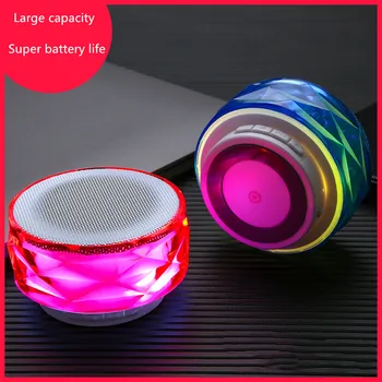 

Bluetooth Speaker Crystal Colorful Lights Insert TF Card Audio Mini Color Light Flash Call Function Long Battery Life F4024