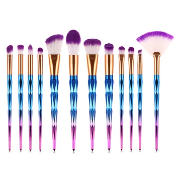 

12Pcs Diamond Handle Makeup Brushes Set Eyeshadow Eyebrow Brush Blending Foundation Powder Blush Make Up Flat Brush Makeup Tools