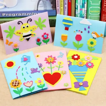 

1set New DIY Handmade Greeting Cards Children Handmade Non-woven Material Craft Toys Kids Creative 3D Puzzle Educational Toys
