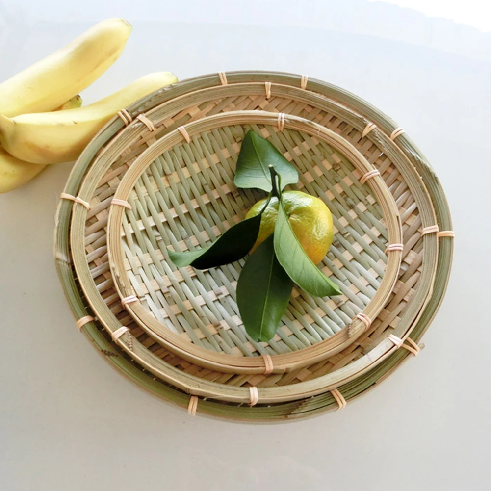 

Household Bamboo Woven Storage Baskets Fruit Basket Bread Storage Box Toy Cosmetic Book Organizer Desktop Storage Basket