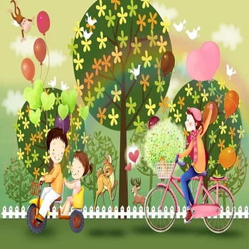 

Custom large mural 3D wallpaper Nordic modern cartoon bicycle tree balloon bedroom mural TV back wall decor deep 5D embossed