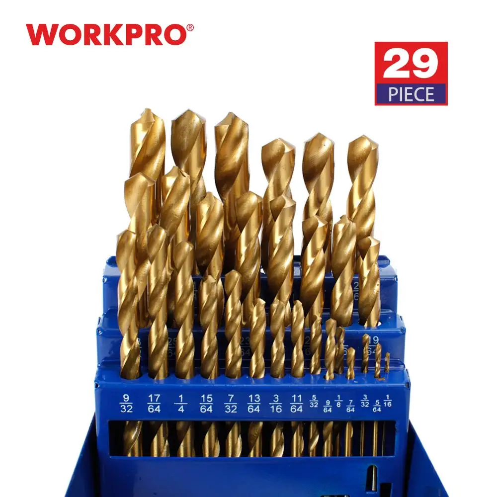 Набор титановых сверл WORKPRO из 29 предметов металлический чехол Сверла 