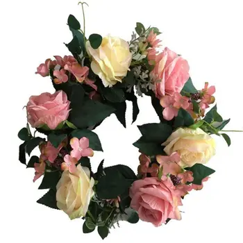 

Artificial Flowers Rose rose Wreath Spring Wreath Outdoor for Front Door 67JB