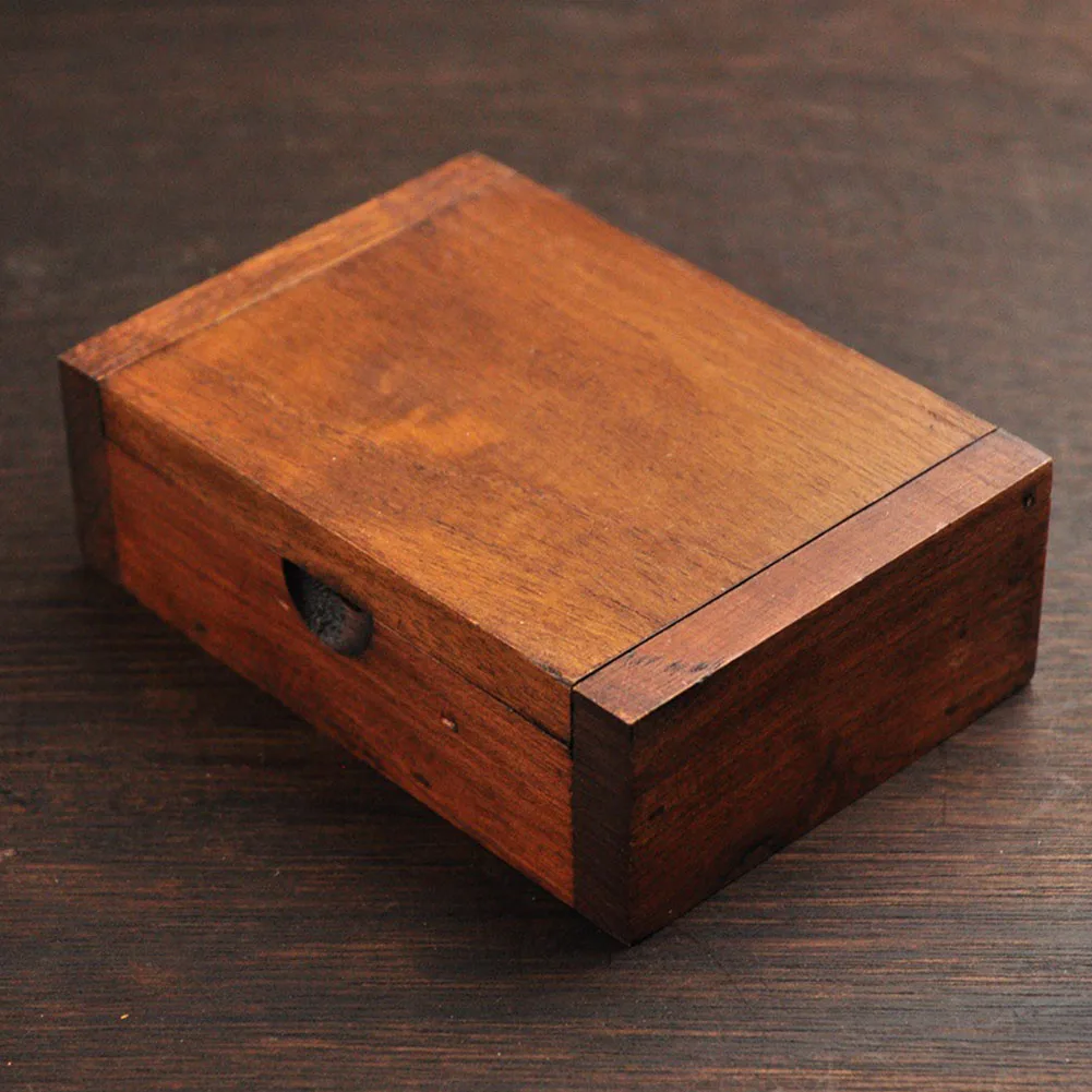 

Rectangle Cotton Swab Organizer Storage Box Flat Teak Embossed Small Sundries Household Holder Retro Jewelry Container