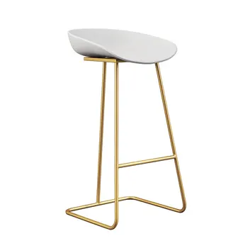 

Nordic Bar Stools Gold Wrought Iron Stool European Modern Minimalist Home Backrest High Chair Creative Net Red bar chairs
