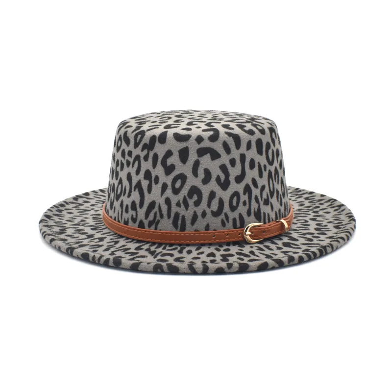 New Classic Leopard Felt Fedora Men's And Women's Artificial Wool