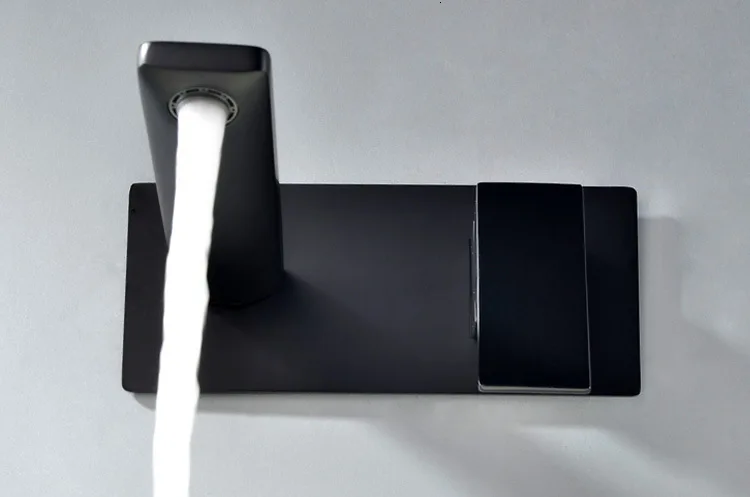Hidden faucet in black copper basin embedded in wall mounted hotel bathroom faucet mixing faucet