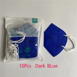 Breathable 5 - Layer Designer Face Masks - Pack of KN95 Masks with 95% Filter Efficiency (10Pcs Dark Blue)