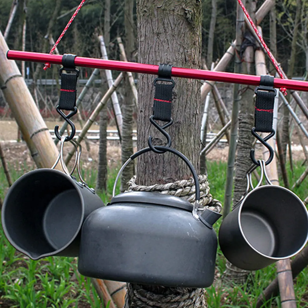 5Pcs Outdoor Cookware Hanging Rack Hook Triangular Pot Pan Lamp Holder Hook Nylon Hook for Camping Hiking