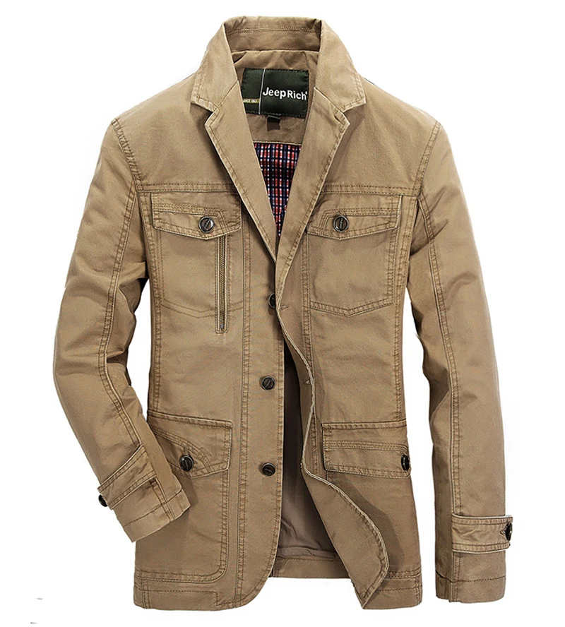 Весна осень мужская хлопковая обычная куртка, верхняя одежда Камуфляжный костюм пальто мужской casaco masculino плюс размер 4xl 5xl Блейзер армейская куртка - Цвет: khaki