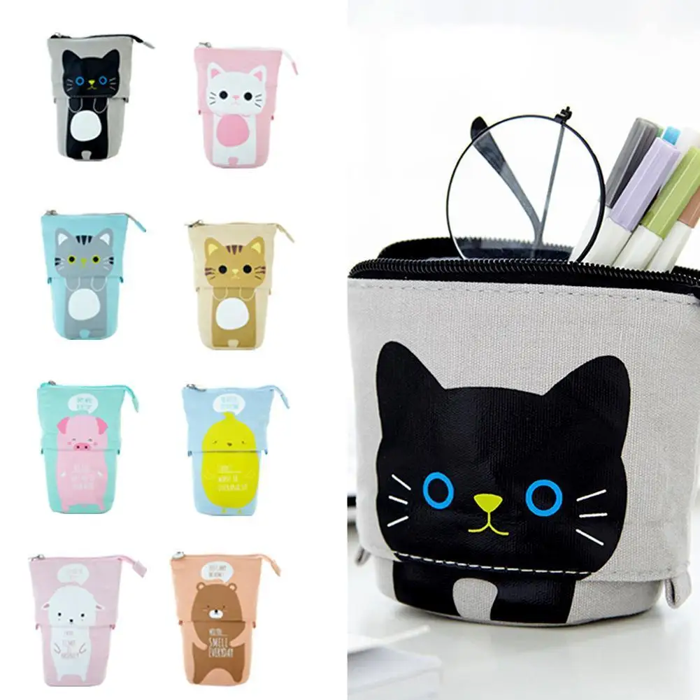 

Creative Kat Etui Rits Kawaii Cartoon Potloden Doos Meisjes Jongens School Gift Levert Briefpapier Student Zak Pen D6A2