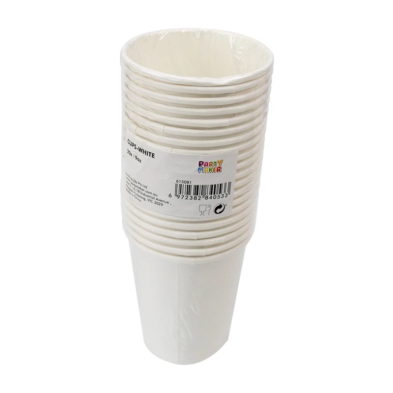 20pcs Pure White Paper Cups Disposable Party Tableware Coffee Drinking Glass Eco-friendly Raw Kraft