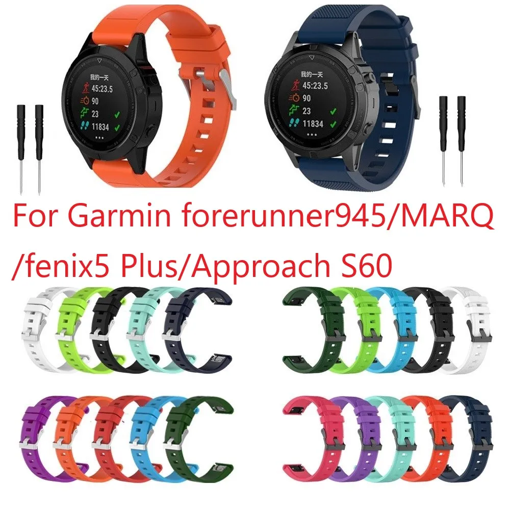 

Fashion and Bright Silicone Breathable Strap for Garmin Forerunner945/MARQ/fenix5 Plus/Approach S60 Watch Band with Tools 22MM