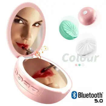 

JINSERTA Mini Bluetooth 5.0 Speaker Portable Wireless Music Player HD Mirror Bluetooth Loudspeaker with Dimmable Fill Light