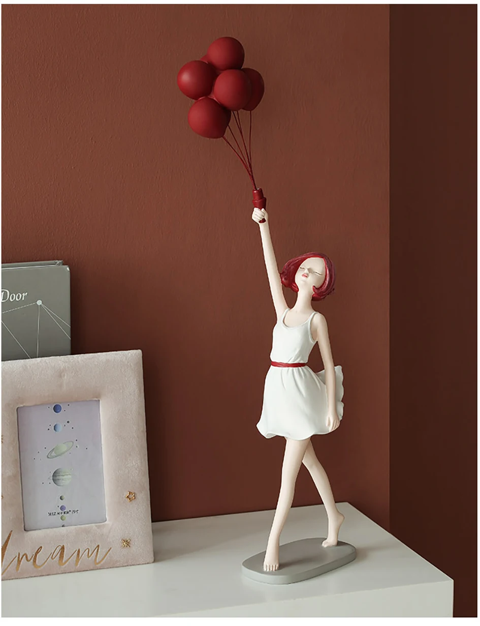 Figurine de fille en ballon de 48cm de haut, Sculpture décorative 3D, décoration de Table de salon, Art de bureau, pour la maison, grande taille