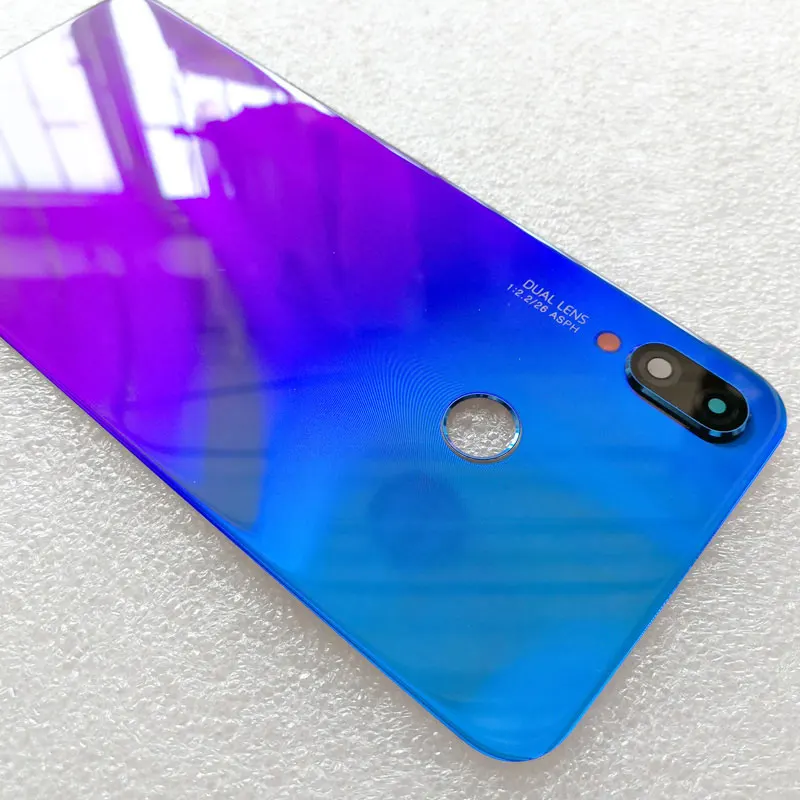 Оригинальная 3D стеклянная задняя крышка для huawei nova 3I nova 3i запасные части задняя крышка батарейного отсека Корпус+ крышка вспышки+ объектив камеры - Цвет: Iris Purple