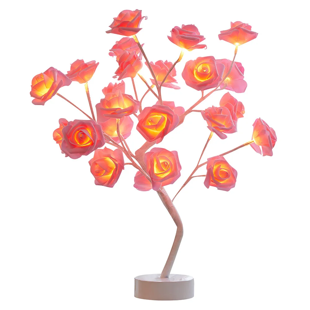 Usb Battery Operated Led Table Lamp Rose Flower Bonsai Tree Night