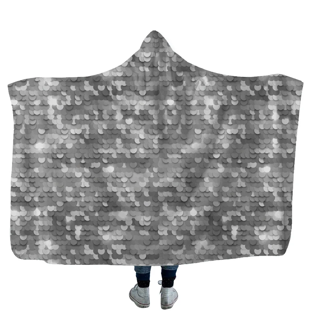 

Bohemia Style Hooded Blanket Sequin Pattern Printing Sherpa Fleece Blanket For Adults Childs Wearable Throw Blanket Home Travel