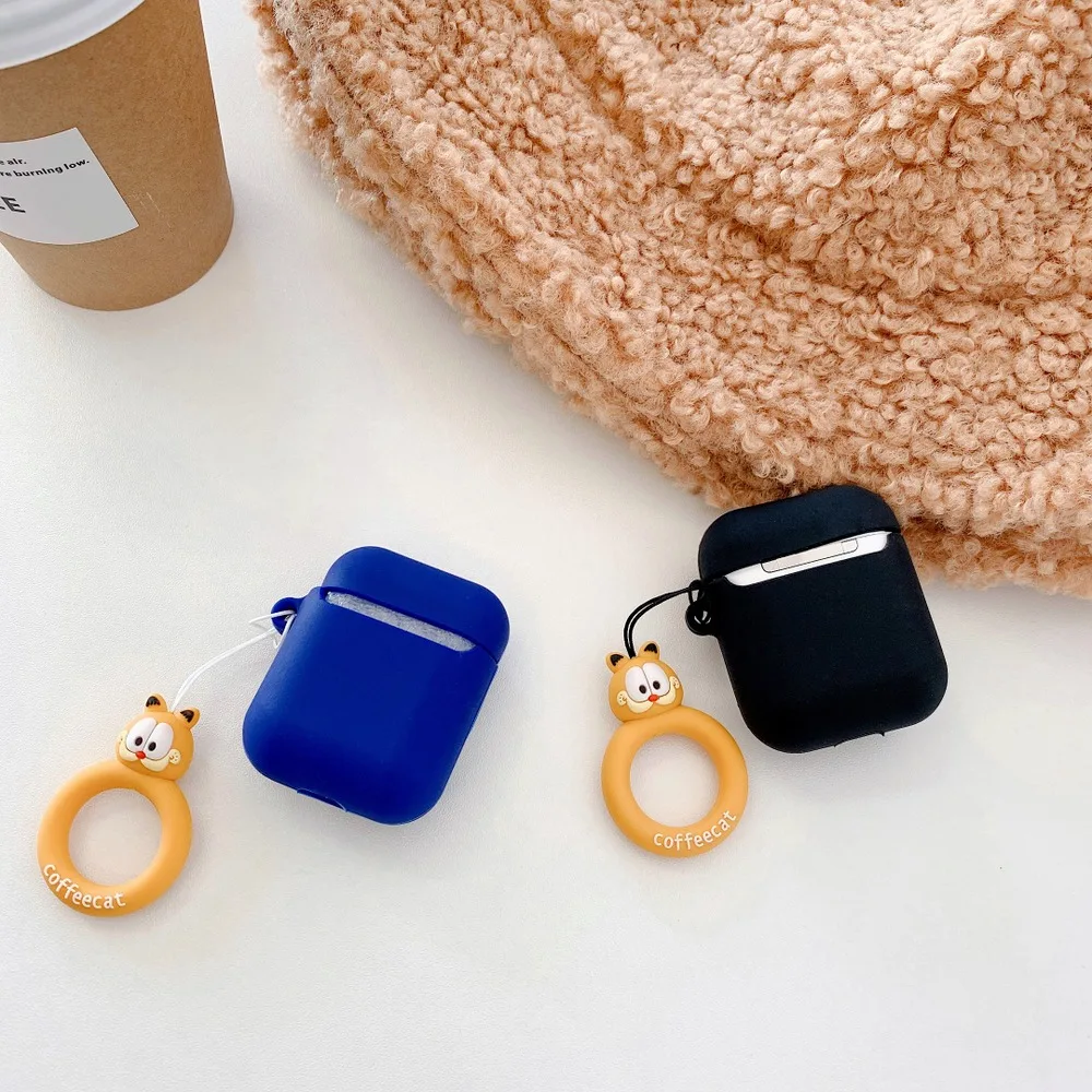 Для apple airpods bluetooth Гарнитура 3D мультфильм кошки Чехол для наушников для airPods 1 2 Мягкий силиконовый чехол для наушников с кольцом