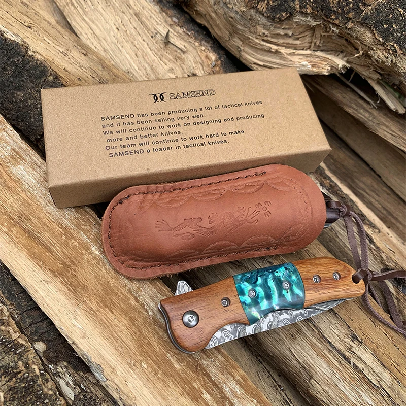 EDC ручной работы сандалового дерева VG10 дамасский складной нож шарикоподшипник системы Пешие прогулки многофункциональные инструменты