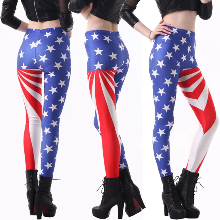 

World Cup America National Flag WOMEN'S Pants Star Digital Printing Ankle-length Leggings Flag Legging