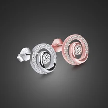 Новые модные серьги-гвоздики Tai Chi для женщин и девушек, Стерлинговое Серебро 925 пробы, индивидуальное ювелирное изделие из розового золота, простые мини серьги в подарок