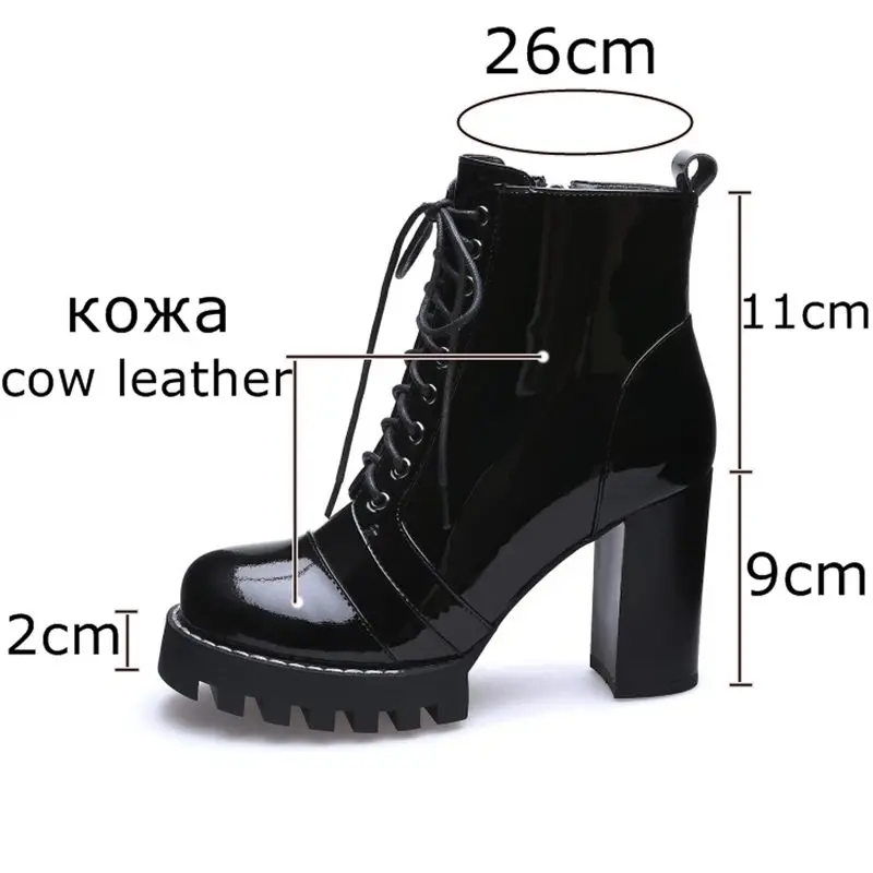 

ALLBITEFO fashion genuine leather thick heel platform women boots high heel shoes high quality leather boots girls ankle boots