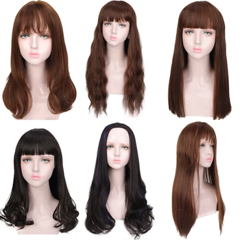 

Allaosify Long Womens Wigs with Bangs Heat Resistant Synthetic Wigs Suitable for white women and black women