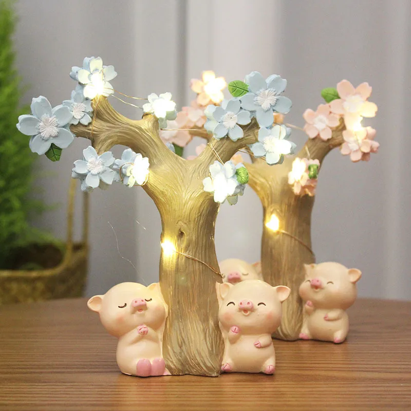 Cute pig model night light decoration crafts girl birthday gift Anime Dolls Collectible Figure education Toys free delivery | Игрушки и