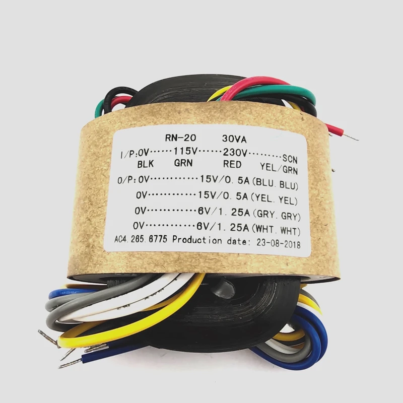Transformador де corrente R типовой трансформатор напряжения 30 Вт dual 15V+ двойной 6V R крупного рогатого скота и повышающий трансформатор медного провода 115 V-230 V