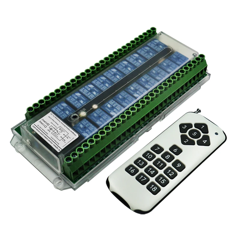 

DC12V 24V AC 220V 230V voltage 18 CH 18CH RF Wireless Remote Control Switch System Transmitter Receiver 433MHZ