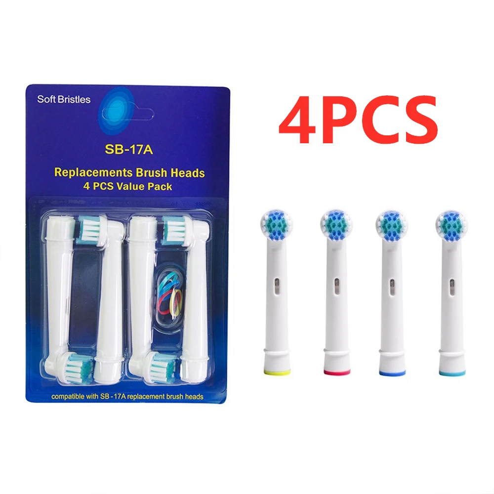 Cabeças de escova de dentes, compatíveis com oralb, 4pcs, sensível limpo limpo, poder avançado, pro saúde, triunfo, vitalidade precisão limpa, sb-17a