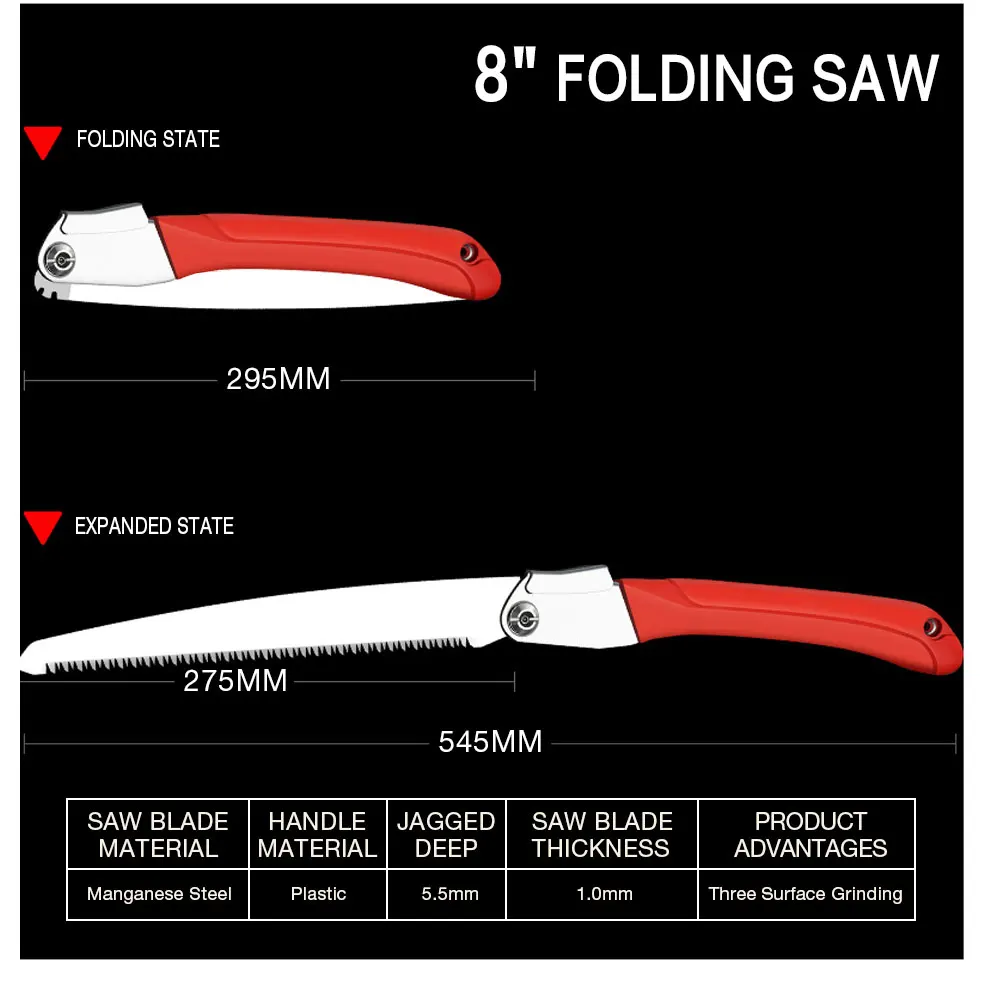 Складная пила 7/8 дюймов, подходит для садоводства, обрезки садового деревообрабатывающего полотна, ручная пила, обрезка мокрого дерева, деревообрабатывающая пила