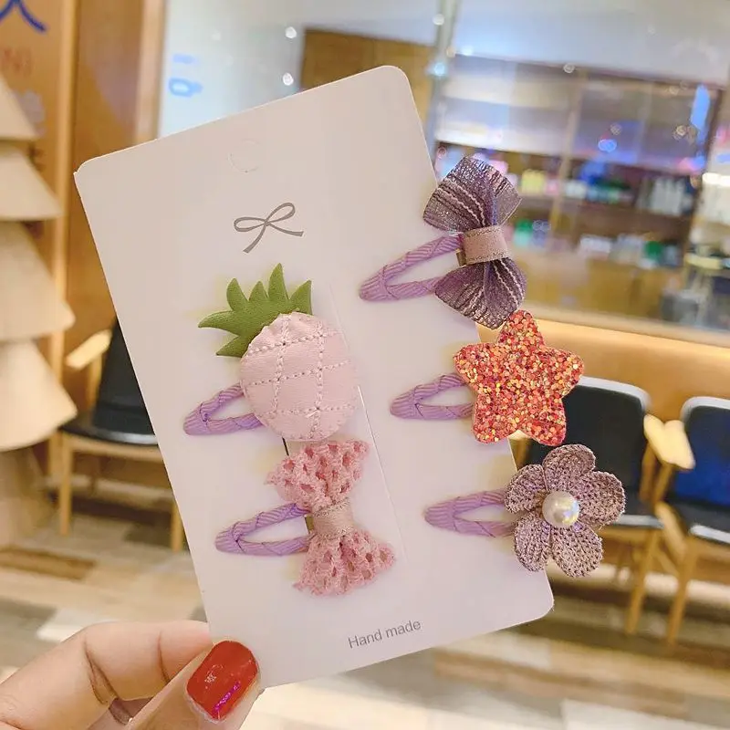 Girls Hair Accessories 5/6pcs/Set Hair Clips for Girls Baby Cute Cartoon Animal Kids Hairpins Flower Barrettes Headdress