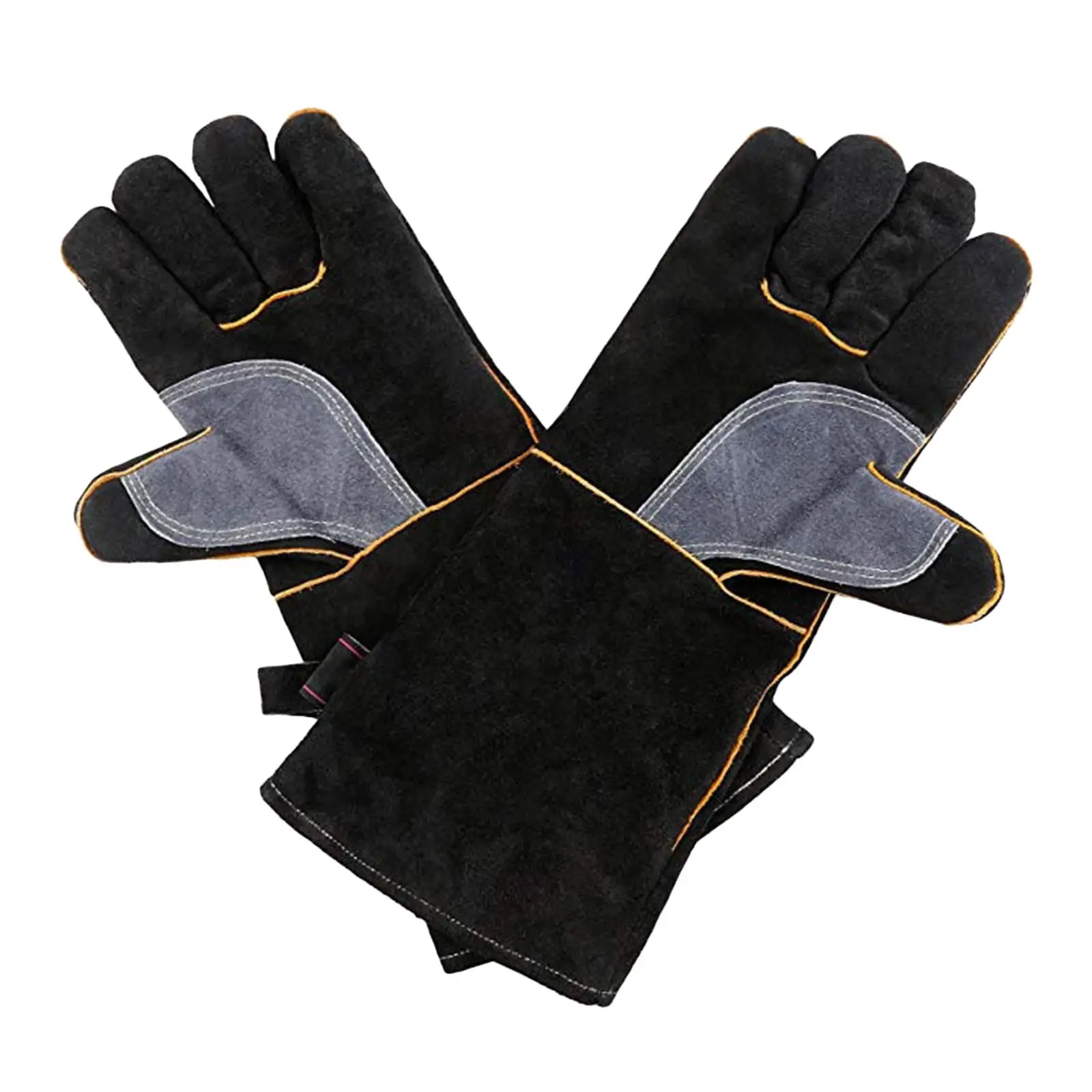Heat Resistant BBQ Gloves 16 inch with Stitching Leather Oven Mitts for Baking Cooking Kitchen Furnace Fireplace | Безопасность и
