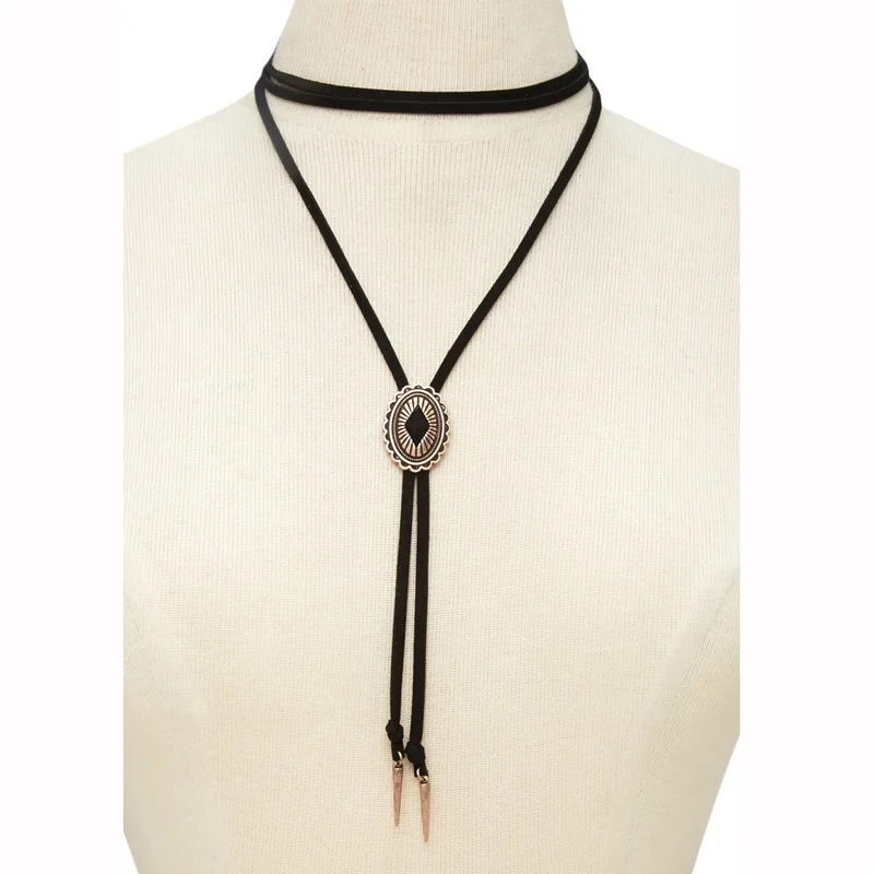 Bow Tie Punk Design Leather Collar Western Cowboy Accessories