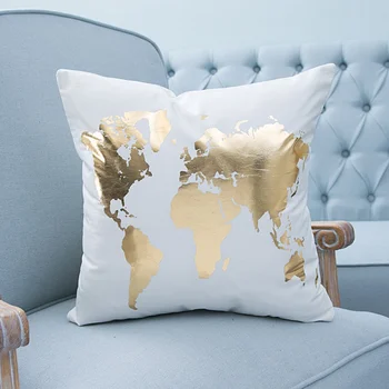 

45*45 Square Cotton Linen Decorative Cushion Case Sofa Home Decor Gold Silver Pattern Throw Cushion Home textile