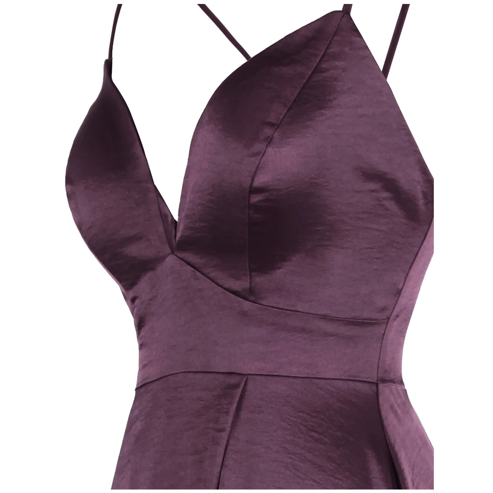 Angel-Fashion Спагетти ремень на шнуровке Элегантные платья выпускного вечера атласные бальное платье Фиолетовый 478