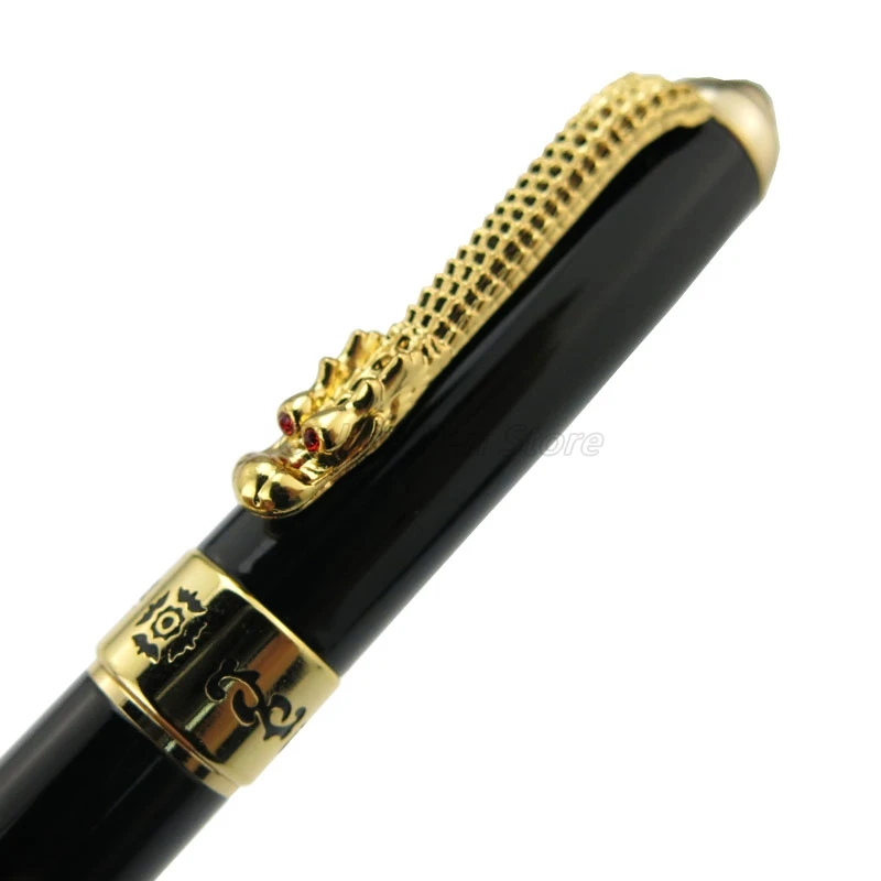 Jinhao 1000 메탈 블랙 래커 배럴 드래곤 클립 중간 펜촉 0.5MM 만년필 사무실 학교 쓰기 선물 펜 액세서리
