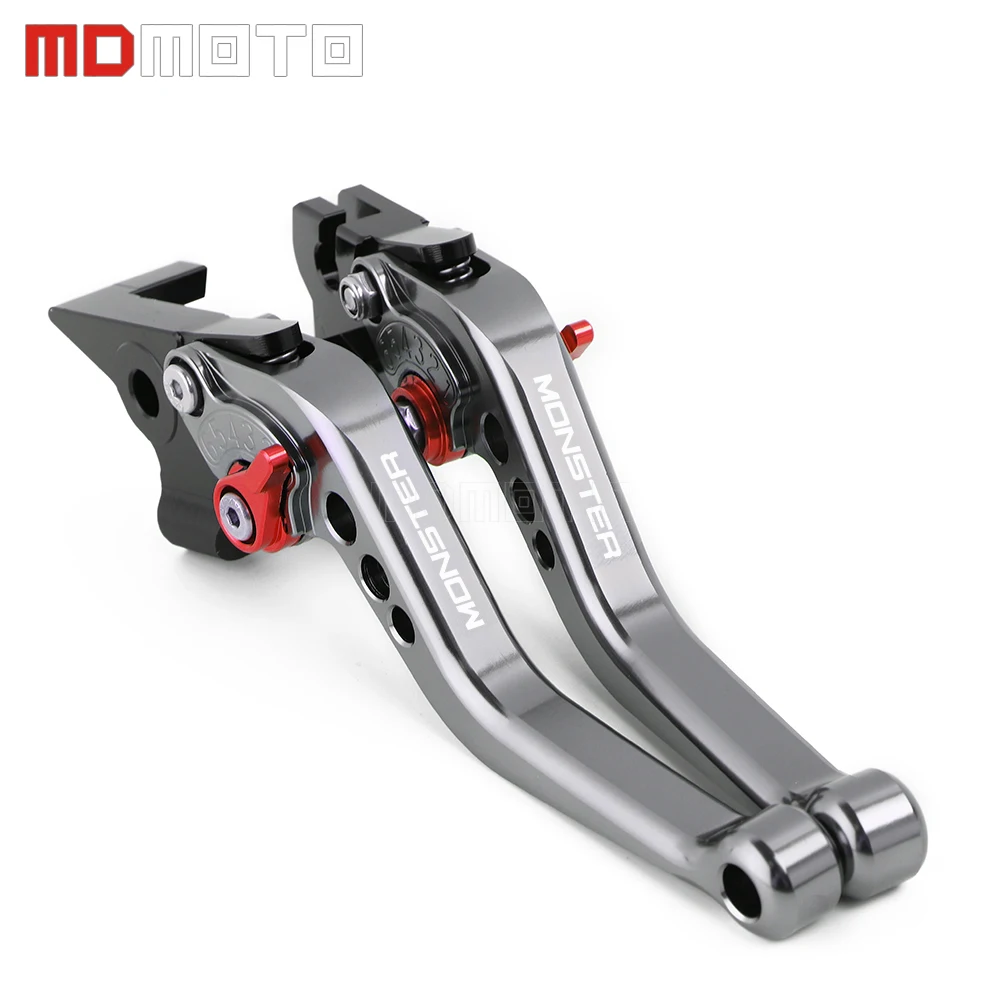Для поездок на мотоцикле DUCATI MONSTER 696 796 695 620 400 тормоза мотоцикла CNC Заготовка короткие Регулируемые сцепные рычаги с логотипом монстр