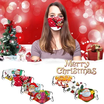 

Adult Christmas Printed Cloth Face Shield Windproof Face Mask Mouth Mask Washable Face Shield Reusable Breathable mondmaskers