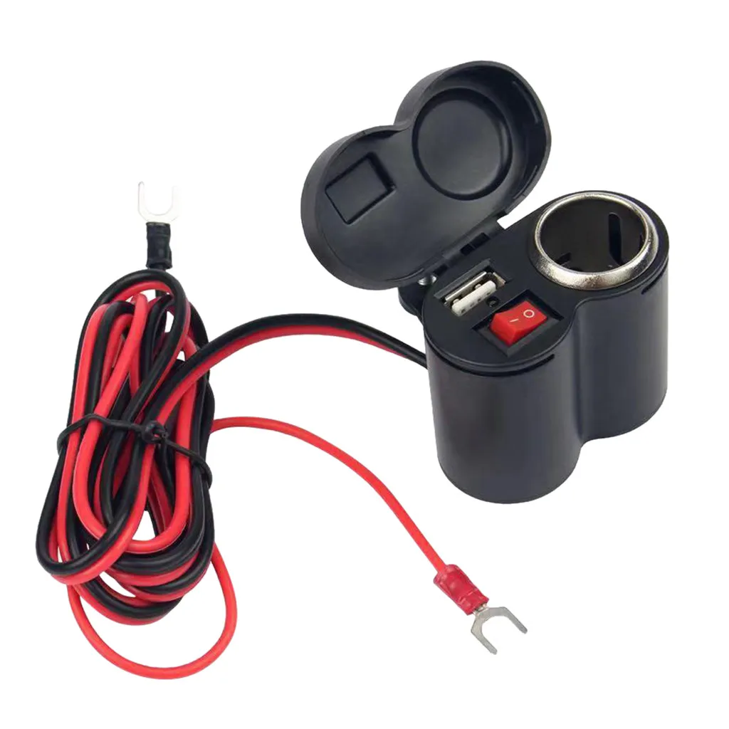 Черный 12v мотоцикл Руль Usb зарядное устройство прикуриватель адаптер разъема дать мощность для телефона Gps# P15