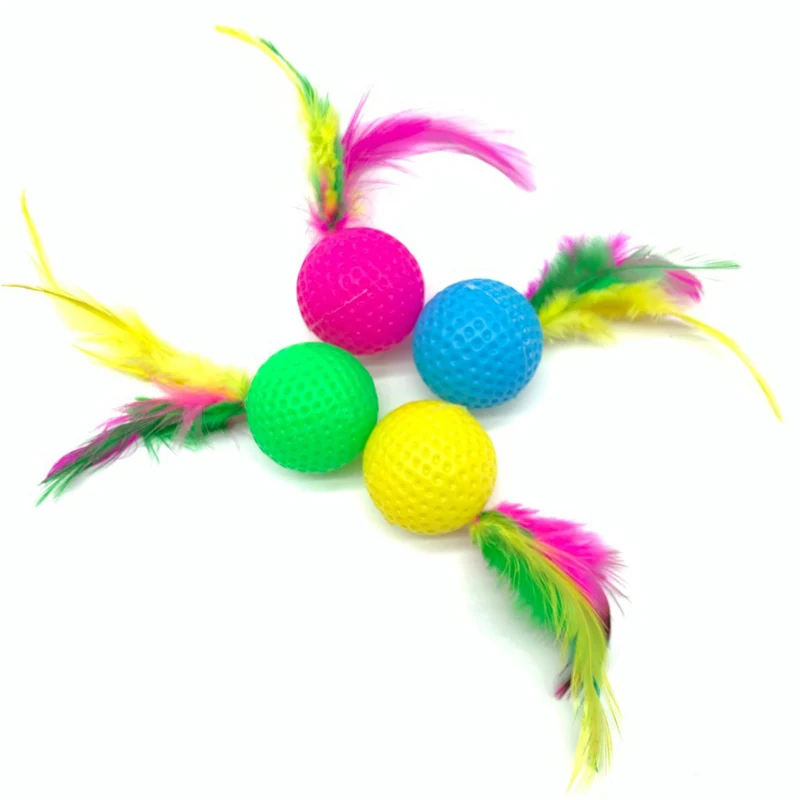 10pcs Feather Golf Ball Cat Toys 4