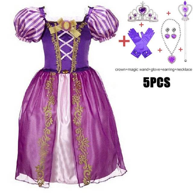 Purple Платье принцессы Софии, Золушки, Эльзы, жасмина, Авроры, Белоснежки для девочек, костюм для малышей рождественские детские зеленые платья от 3 до 6 до 10 лет - Цвет: Purple