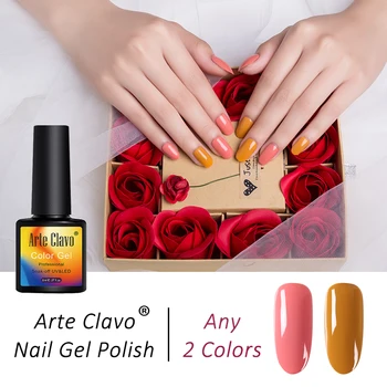 

Arte Clavo 2 Bottle 8ml Spring Series Gel Polish Set Orange Pink Color Soak Off LED UV Gel Nail Varnish Nail Art Manicure Design