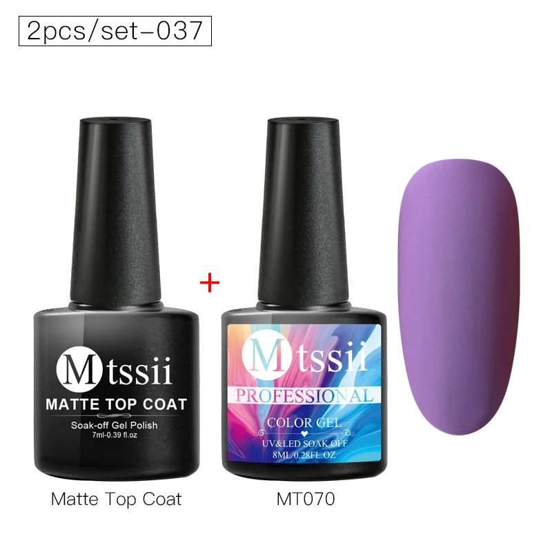 Mtssii 2 шт Матовый цветной набор гель-лаков для ногтей матовый верхний слой Полупостоянный замачиваемый УФ лак для ногтей Гель-лак для ногтей - Цвет: JZH06931
