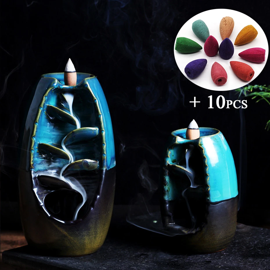 Горячее предложение, бесплатный подарок, 10 шт. конусов для благовоний, горелка для благовоний, керамическая печь для ароматерапии, ароматические благовония, дорожные